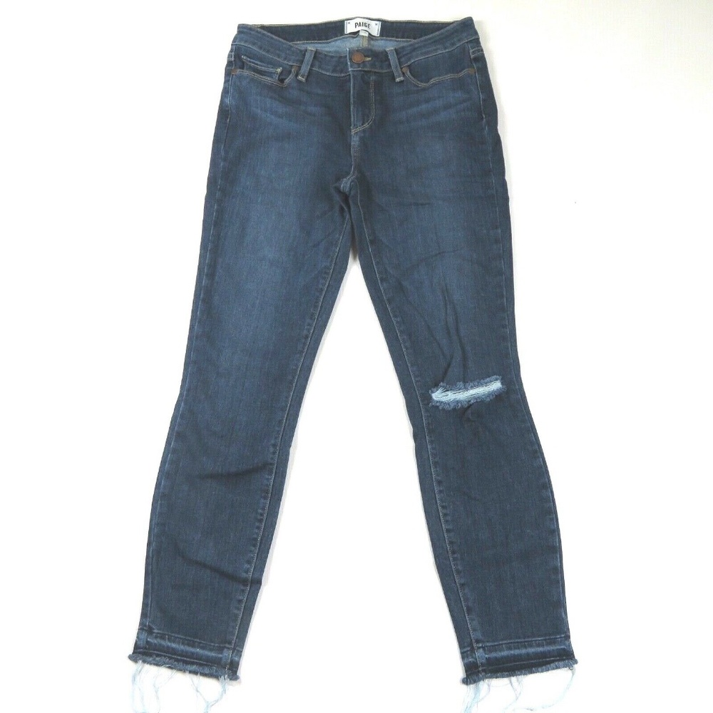 PAIGE Verdugo Distressed Raw Hems Crop Jeans